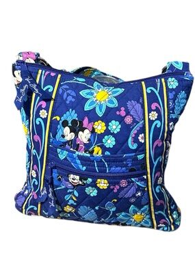 Vera Bradley & Disney Blue Floral Mickey & Minnie Quilted Crossbody Bag